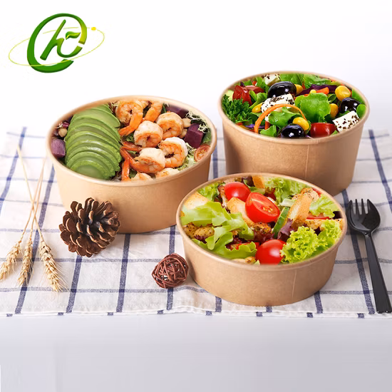 Tigela de papel descartável com logotipo personalizado para saladeira